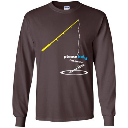 Fisherman T-shirt Please Hold I'm On The Other Line Dark Chocolate