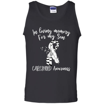 In Loving Memory For My Son Carcinoid Awarenss Zebra Stripe Ribbons Shirt Black