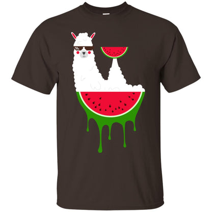 Watermelon Llama Funny Summer Melon Fruit Shirt Dark Chocolate
