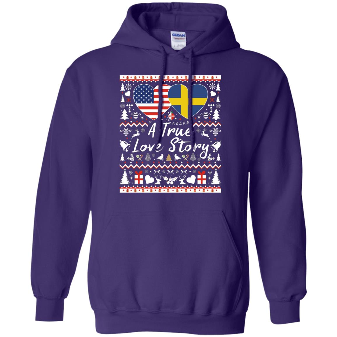 Christmas T-shirt American Swedish A True Love Story Purple