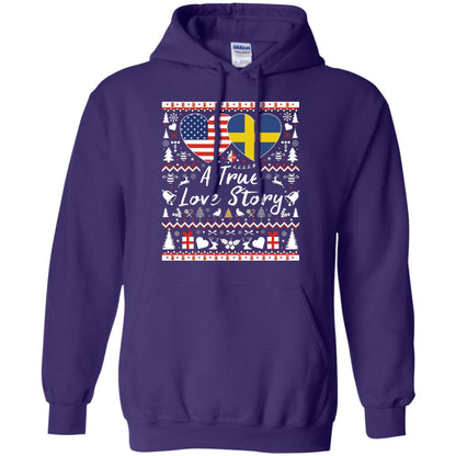 Christmas T-shirt American Swedish A True Love Story Purple