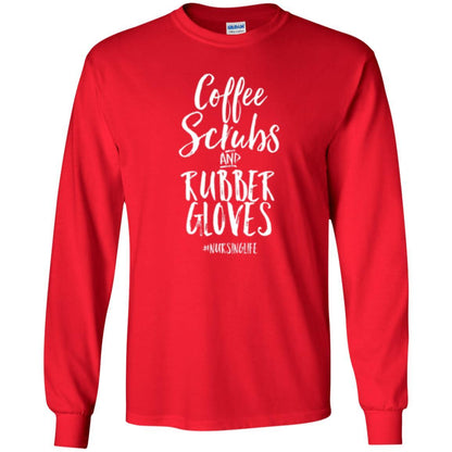 Nurse T-shirt Coffee Scrubs And Rubber Gloves Red