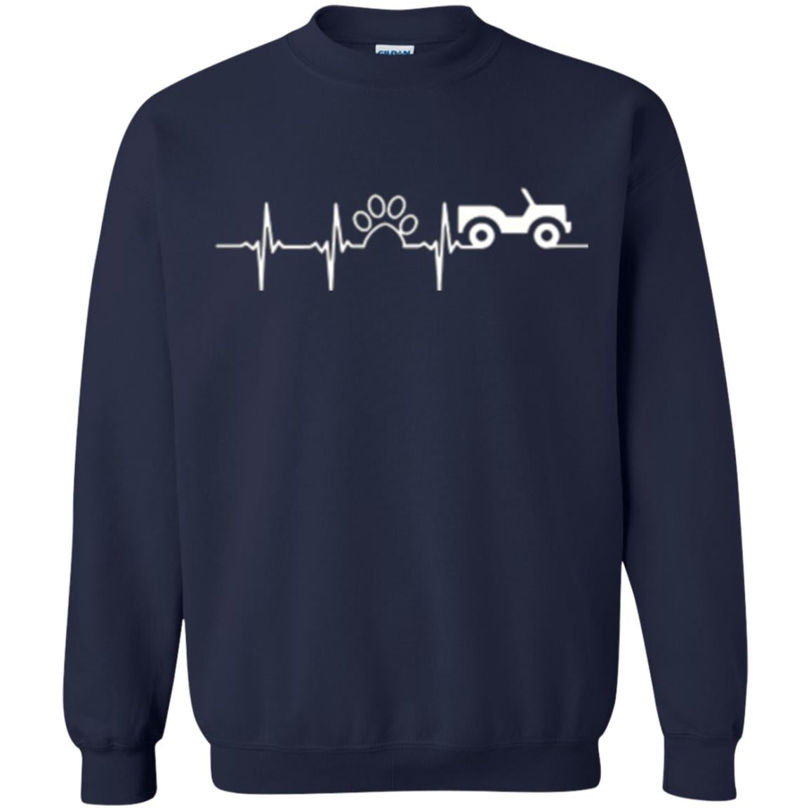 Cat Lovers T-shirt Jeep And Paw Heartbeat Navy