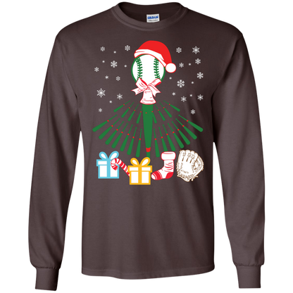 Baseball Christmas T-Shirt Dark Chocolate