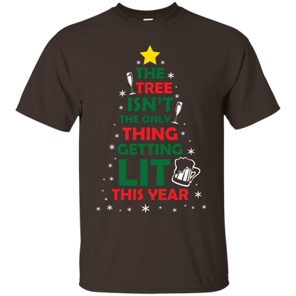 Christmas T-shirt The Tree Isn't The Only Thing Getting Lit This Year Dark Chocolate