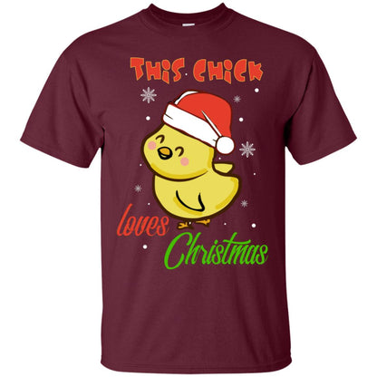 This Chicks Loves Christmas X-mas Gift Shirt Maroon