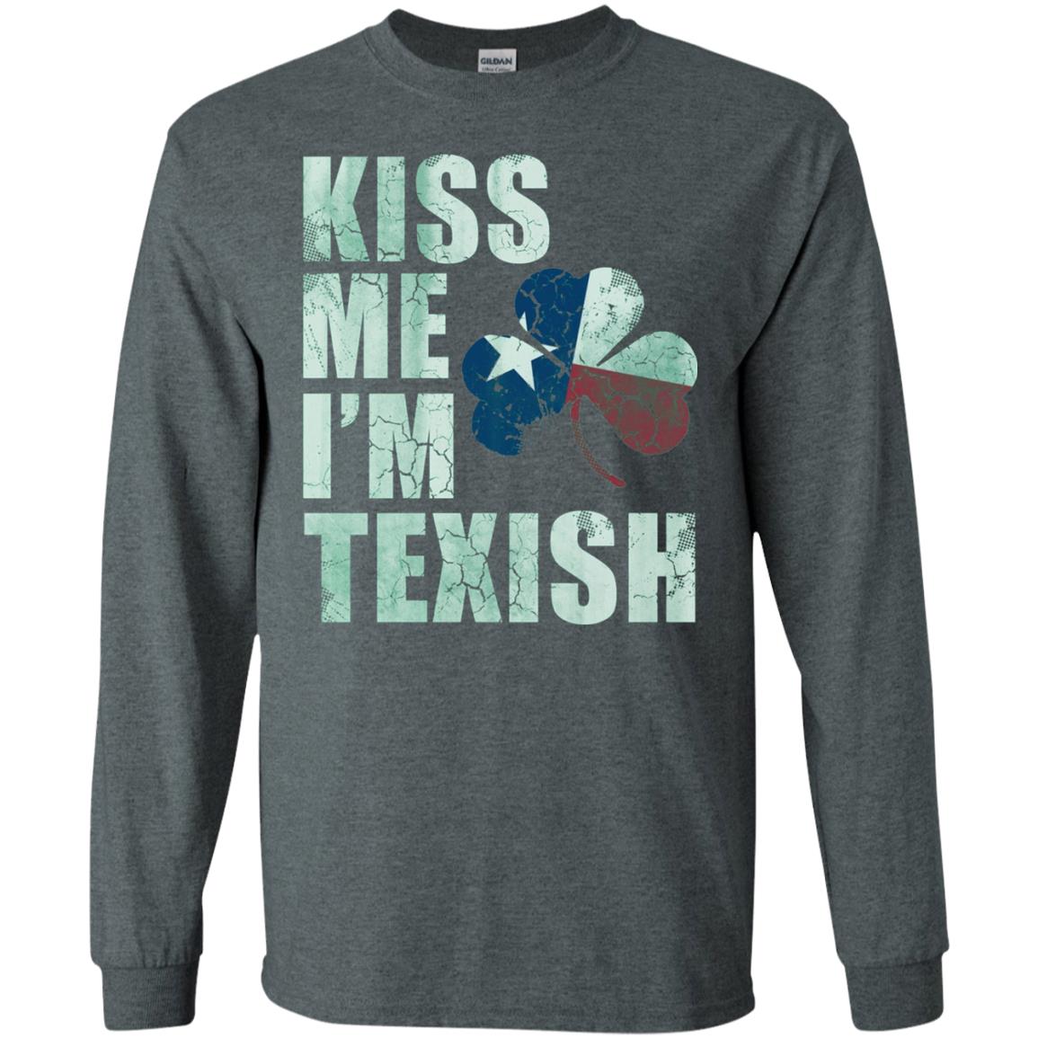 Kiss Me I_m Texish St. Patrick_s Day T-shirt Dark Heather