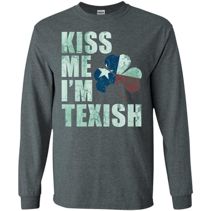 Kiss Me I_m Texish St. Patrick_s Day T-shirt Dark Heather
