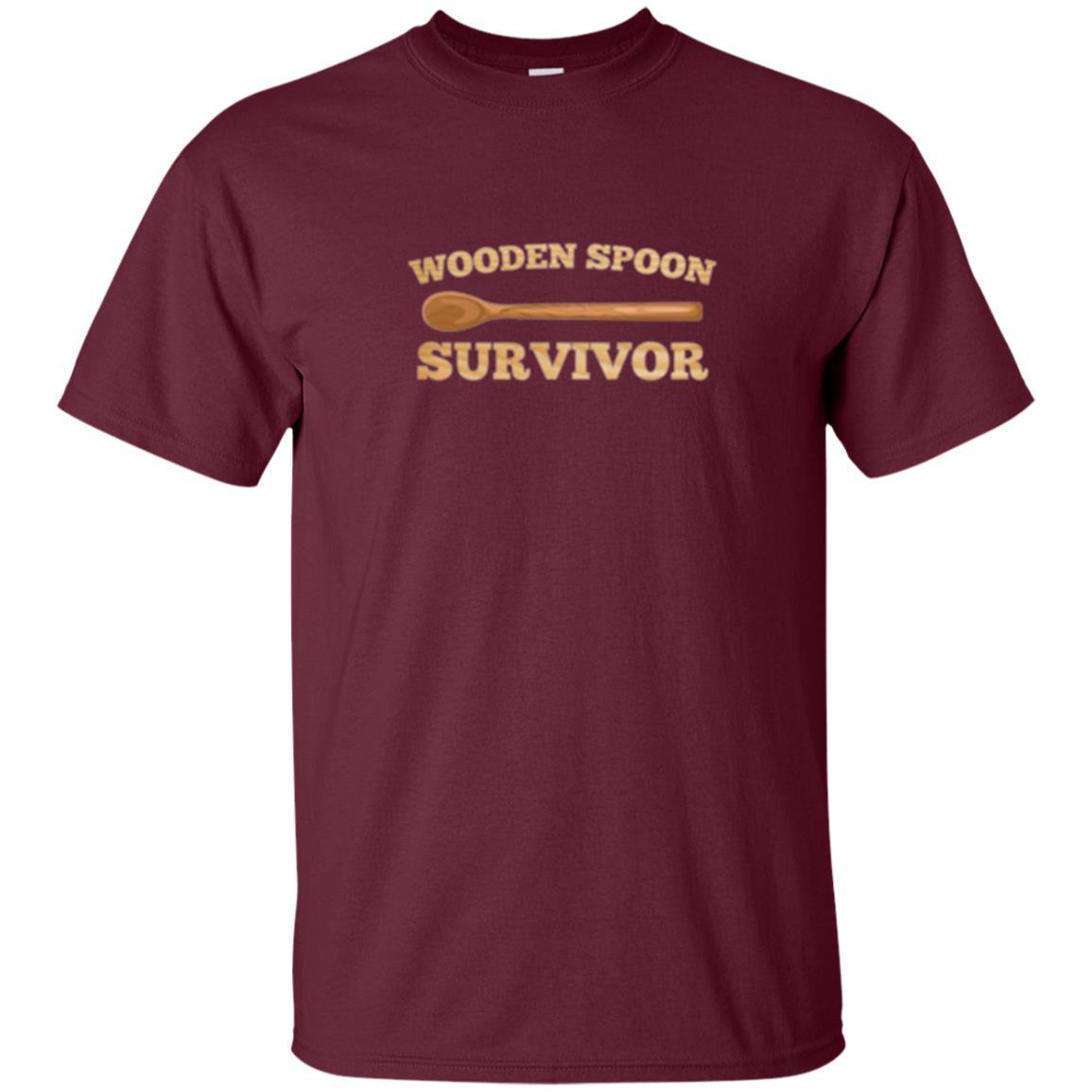 Sarcastic T-shirt Wooden Spoon Survivor T-shirt Maroon