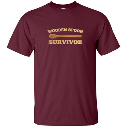 Sarcastic T-shirt Wooden Spoon Survivor T-shirt Maroon