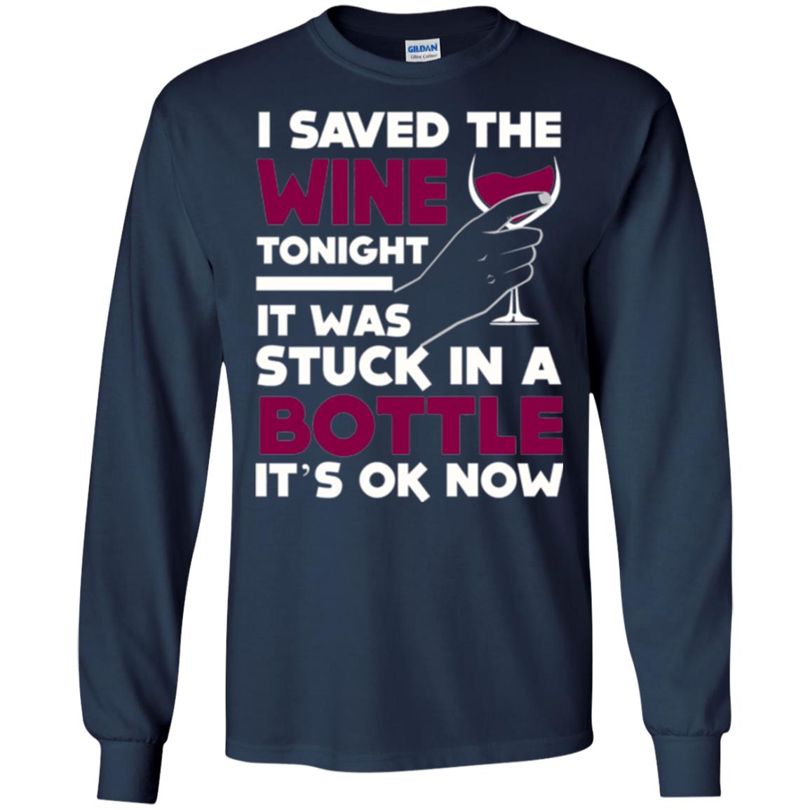 Funny Wine T-shirt I Save The Wine Tonight Navy