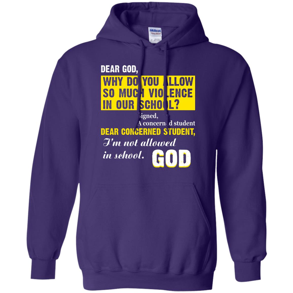Anti Gun T-shirt Dear God Why Do You Allow So Much Violence In Our School Purple