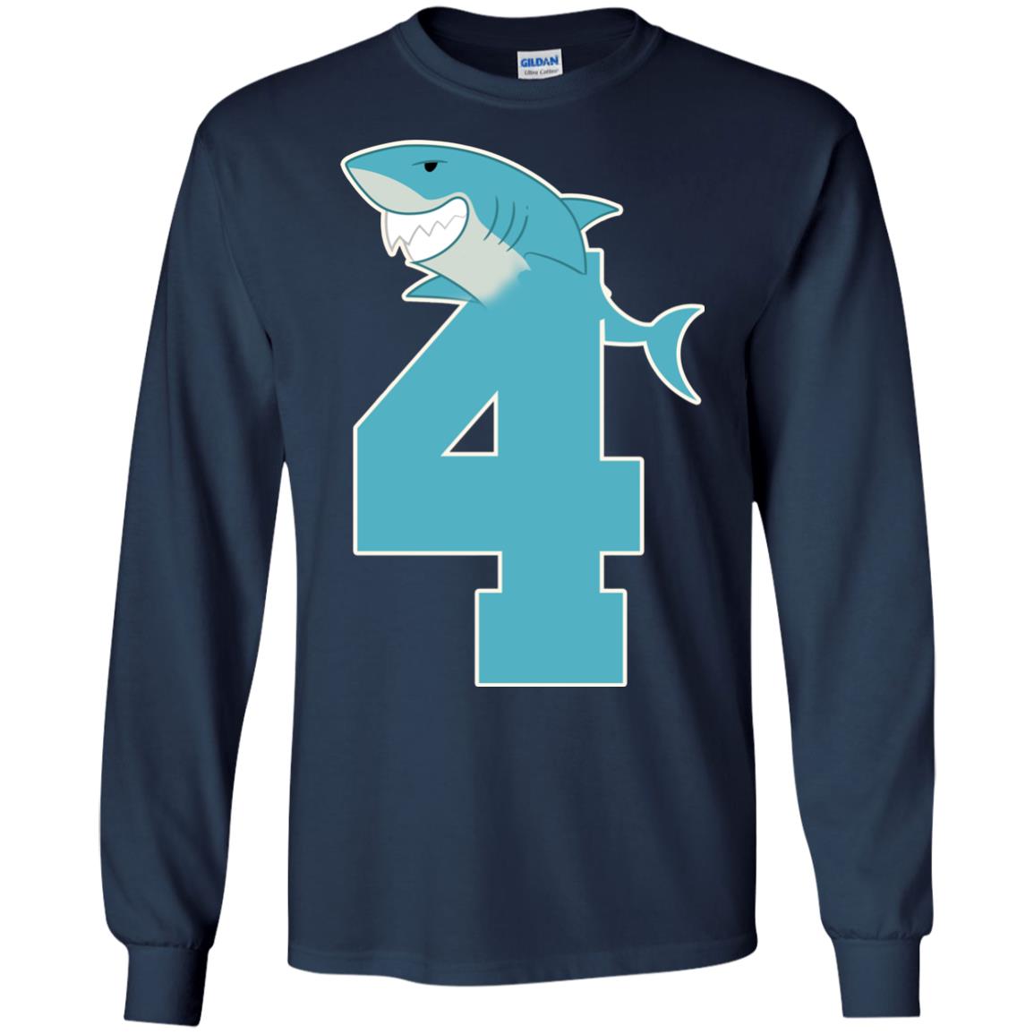 4th Birthday Shark Party Shirt Navy