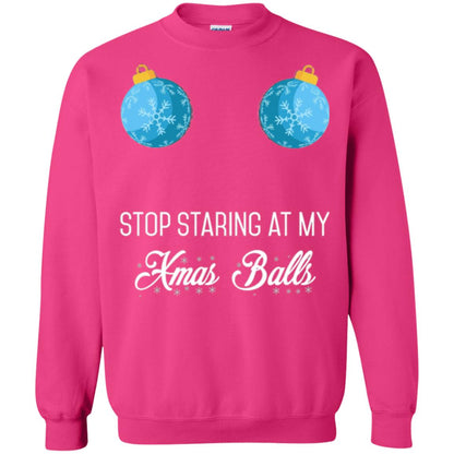 Christmas T-shirt Stop Staring At My Xmas Balls Heliconia