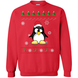 Penguin With Santa Hat Merry X-mas Ugly Christmas Gift Shirt For Mens Womens KidsG180 Gildan Crewneck Pullover Sweatshirt 8 oz.
