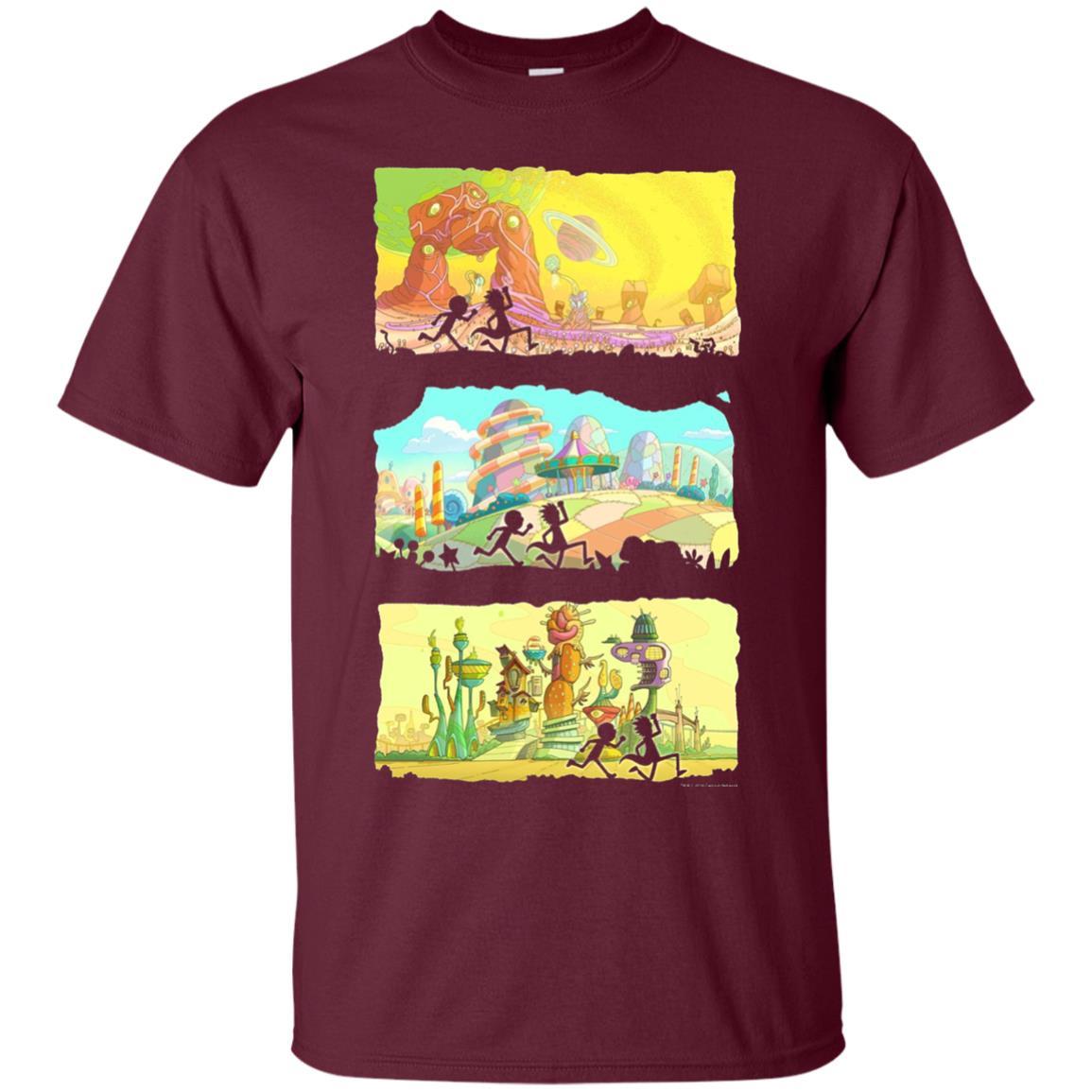 Movie T-Shirt Running Silhouettes On Alien Land Maroon