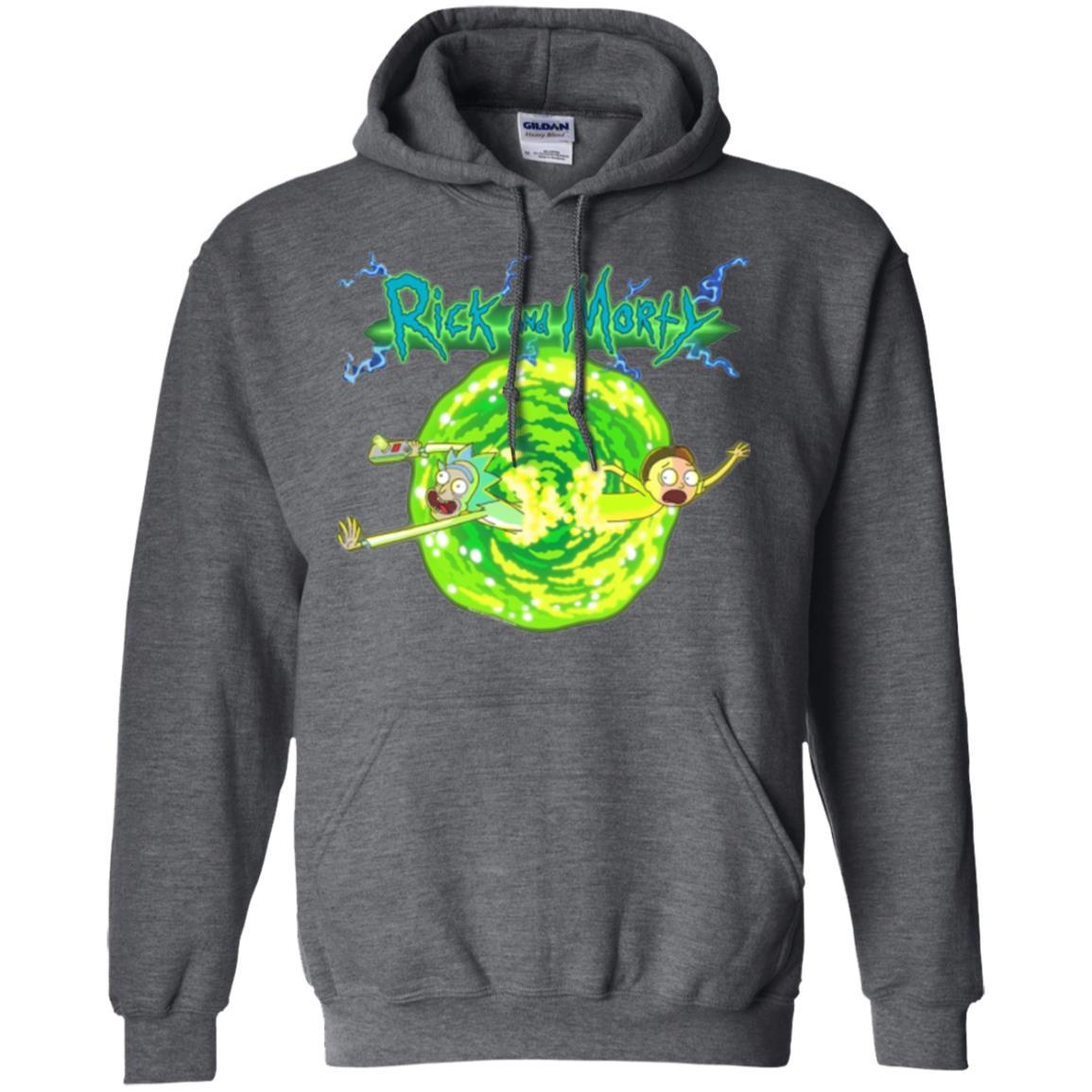 Rick Morty T-shirt Portal Glow Lightning Logo Dark Heather
