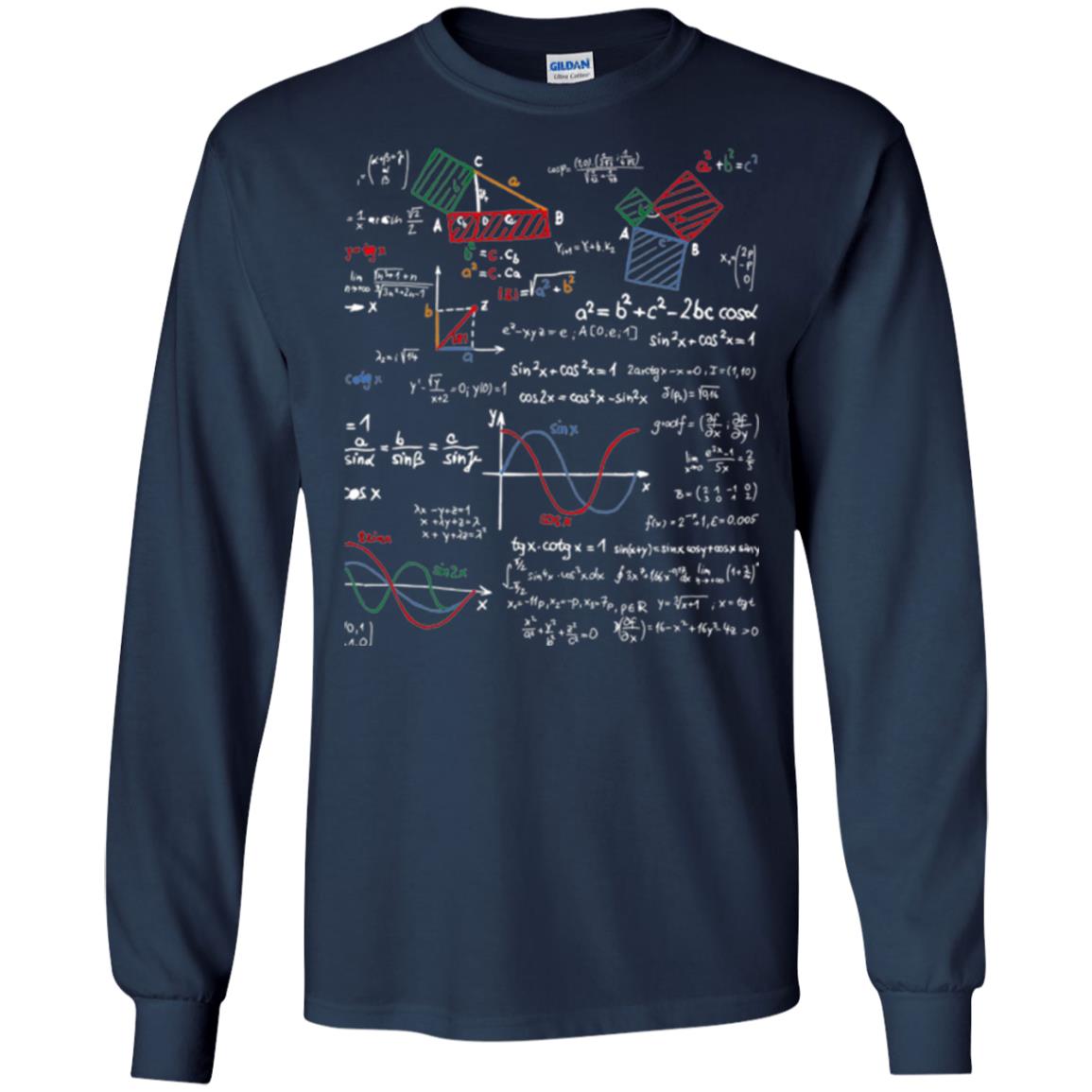 Math Lover T-shirt Formulas Cheat Sheet Navy