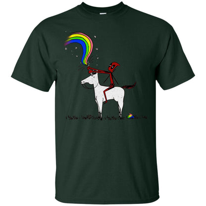 Deadpool With Unicorn Movie T-shirt Forest