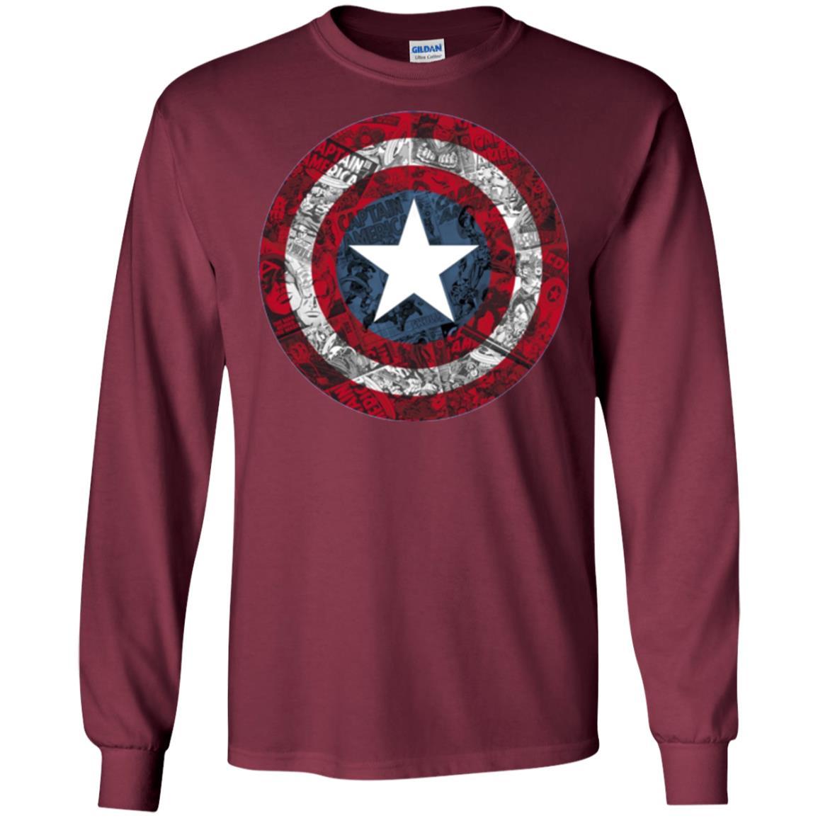 Film T-shirt Captain America Avengers Shield Comic Graphic Maroon
