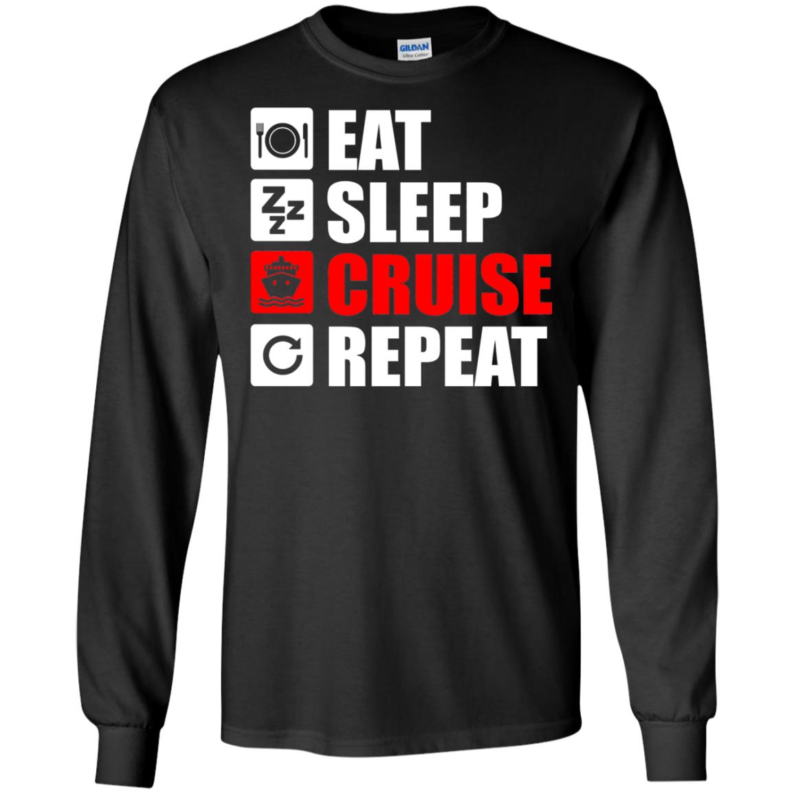 Eat Sleep Cruise Repeat Summer Vacation T-shirt Black