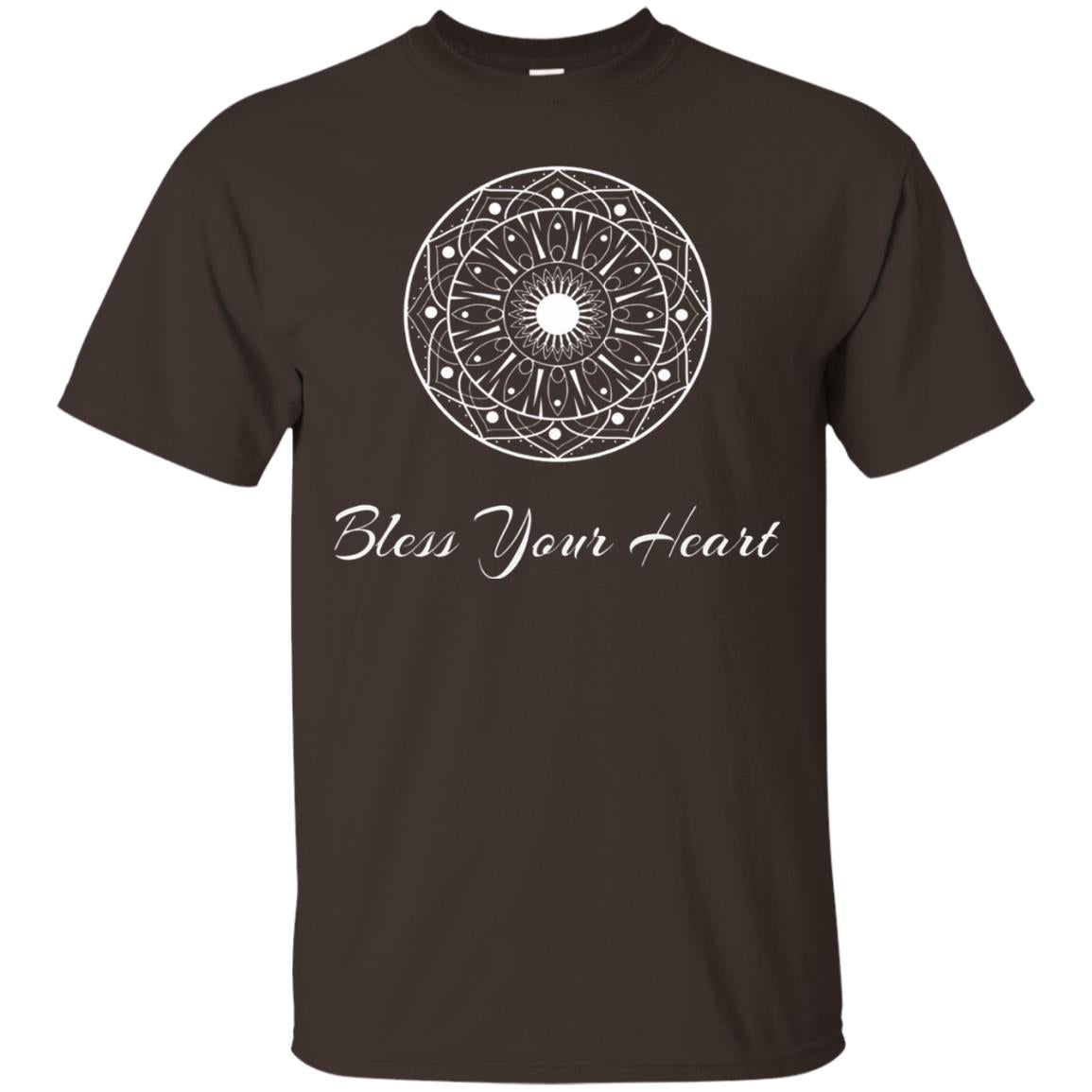 Bless Your Heart Mandala T-shirt Dark Chocolate