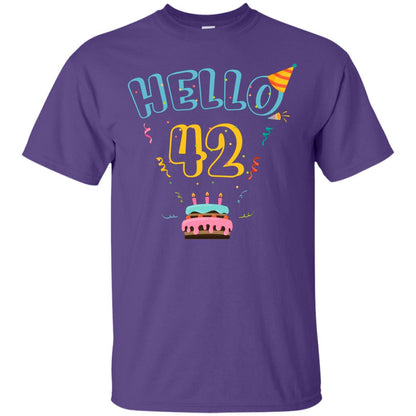 Hello 42 Forty Two 42nd 1976s Birthday Gift Shirt Purple