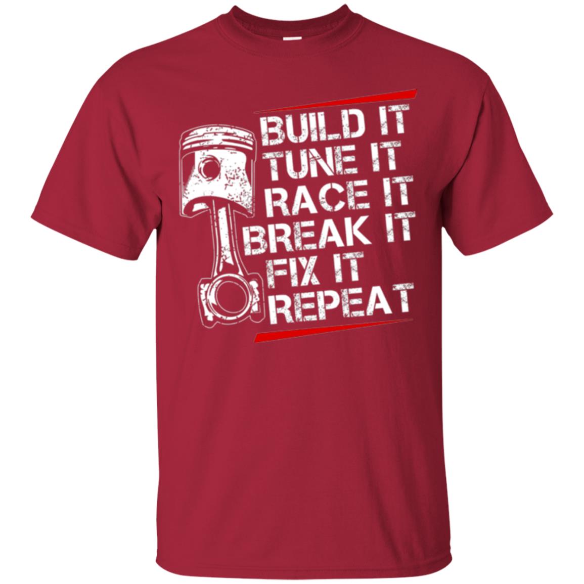 Racecar Steps T-shirt Build It Turn It Race It Cardinal