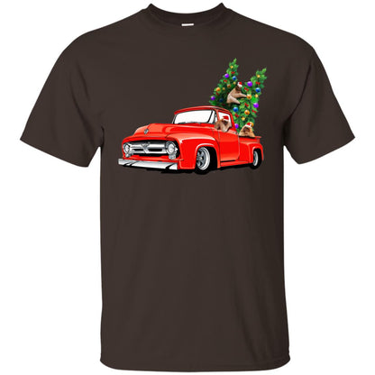 Christmas Tree And Sloths On Car X-mas Gift Shirt Dark Chocolate