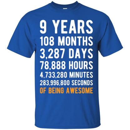 9th Birthday T-shirt 9 Years Old Being Awesome Royal