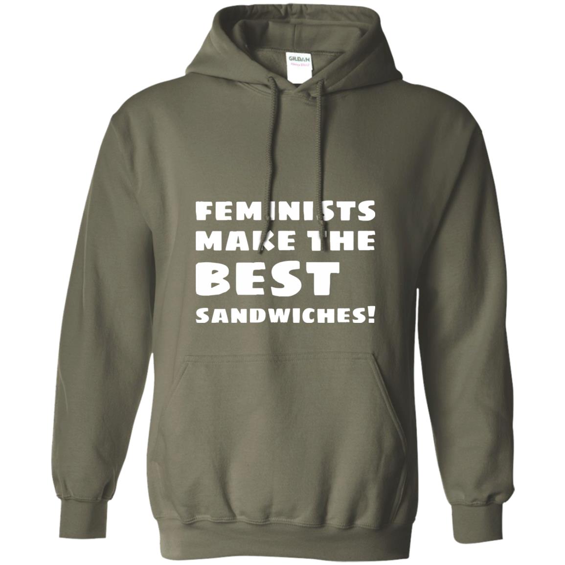 Feminists Make The Best Sandwiches Conversation T-shirt Military Green
