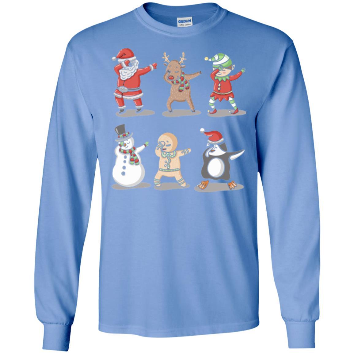 Christmas T-shirt Dabbing Santa Ugly Sweater Carolina Blue