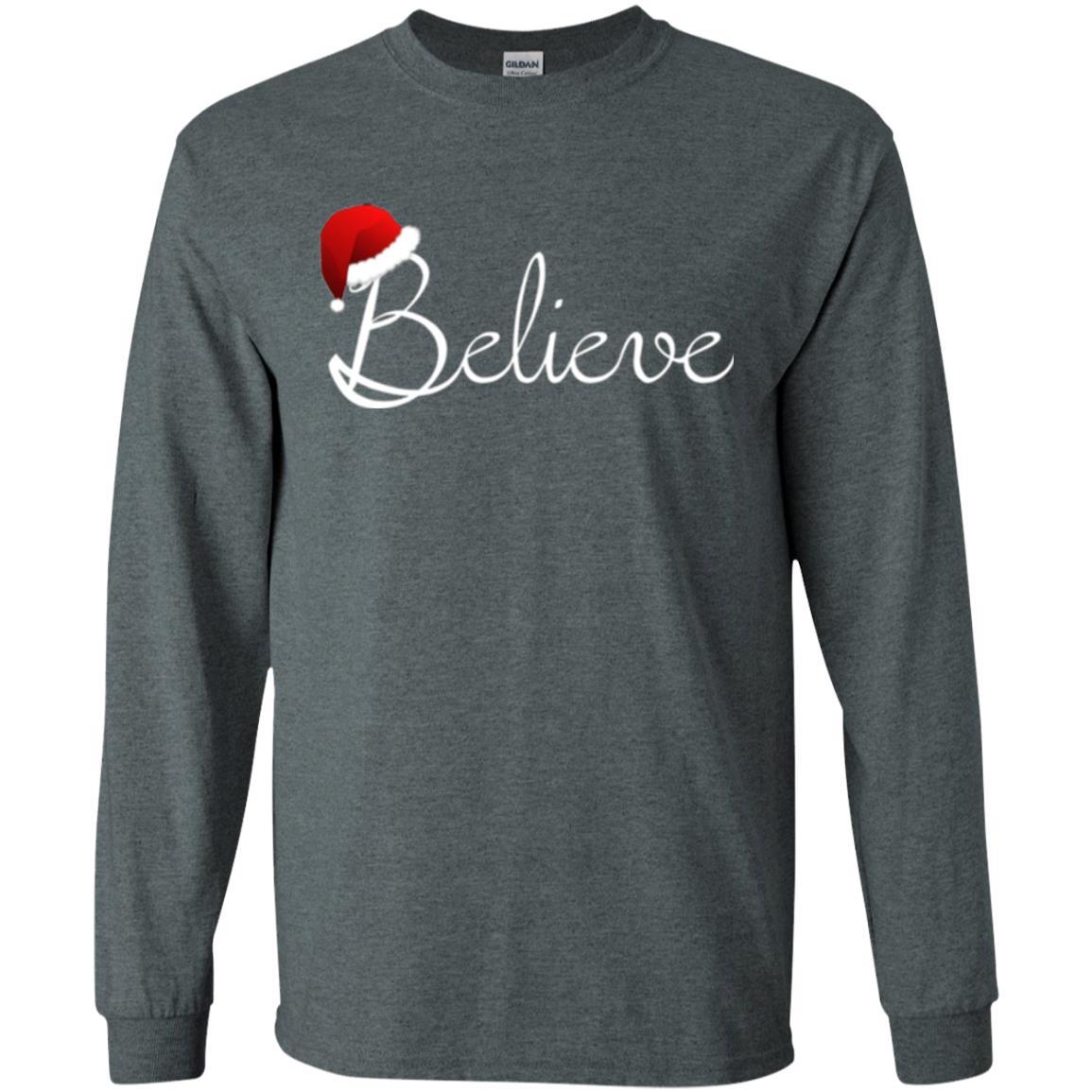 Believe Christmas Shirt - Best Santa Christmas T-shirt Dark Heather