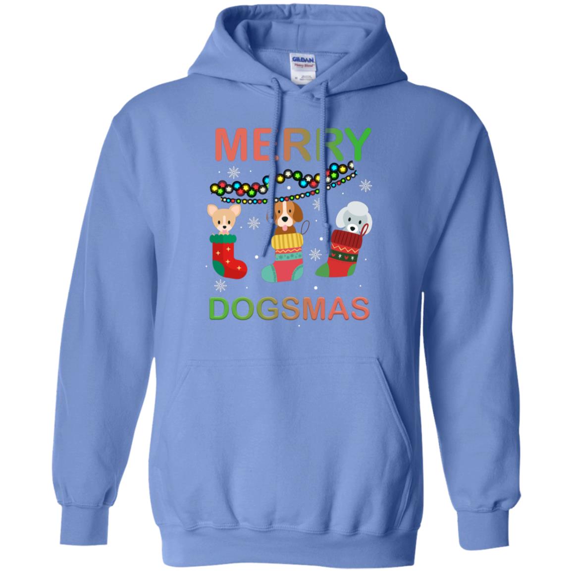 Merry Dogsmas X-mas Gift Shirt For Dogs Lovers Carolina Blue