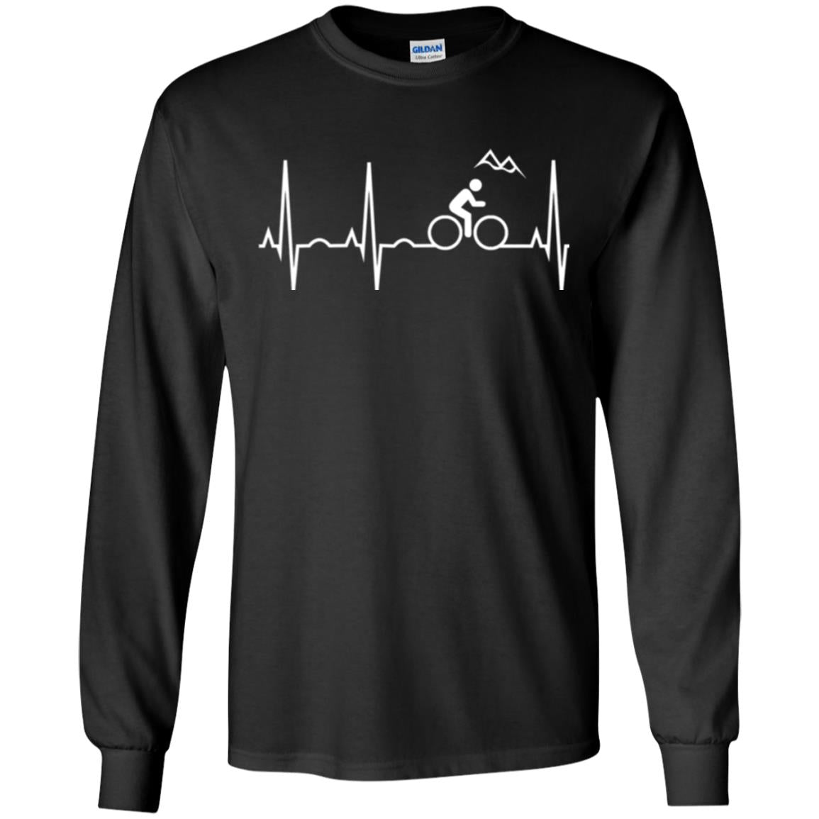 Mountain Bike Heartbeat Mountain Biking T-shirt Black