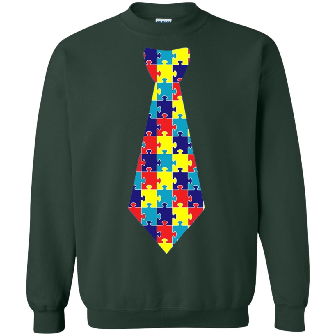 Autism Awareness T-shirt Puzzle Neck Tie 2018 Forest Green