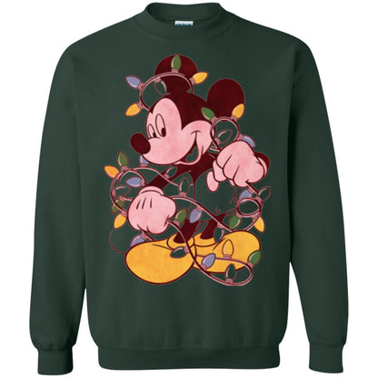 Christmas Lights T-shirt Disney Mickey Mouse Forest Green