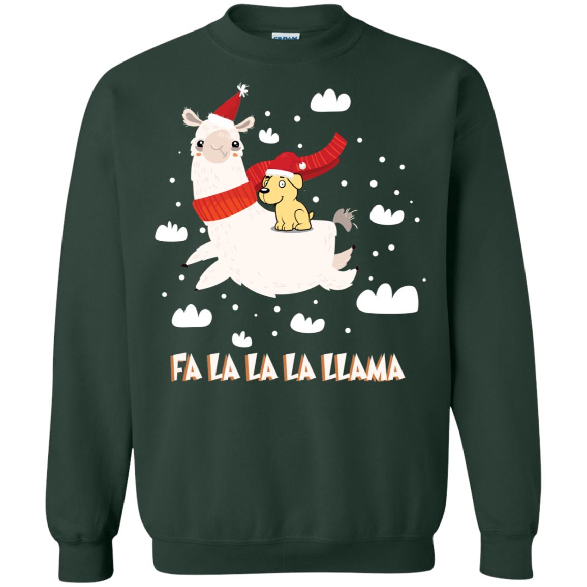 Fa La La La Llama With Labrador X-mas Gift Shirt Forest Green