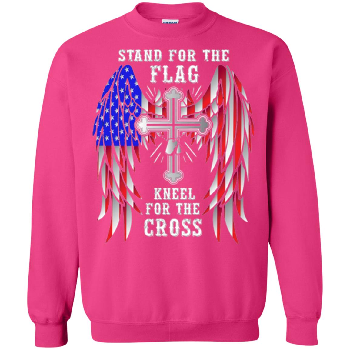 Christian T-shirt Stand For The Flag Kneel For The Cross Heliconia