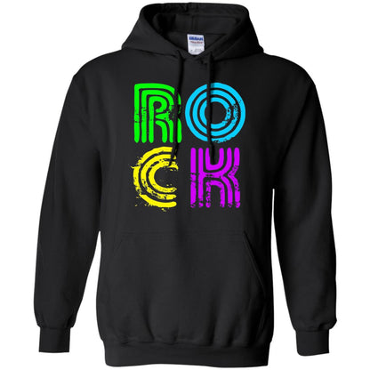 Bright Neon Colours Rock 80_s Retro Theme T-shirt Black