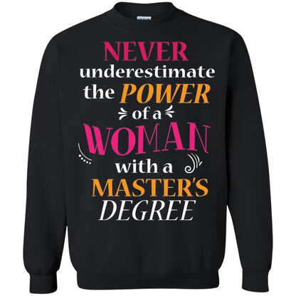 Funny Masters Degree T-shirt Never Underestimate The Power Black