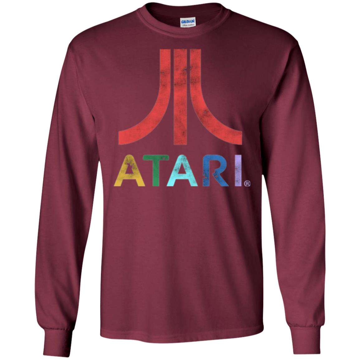 Colorful Retro Atari Gaming Logo T-shirt Maroon