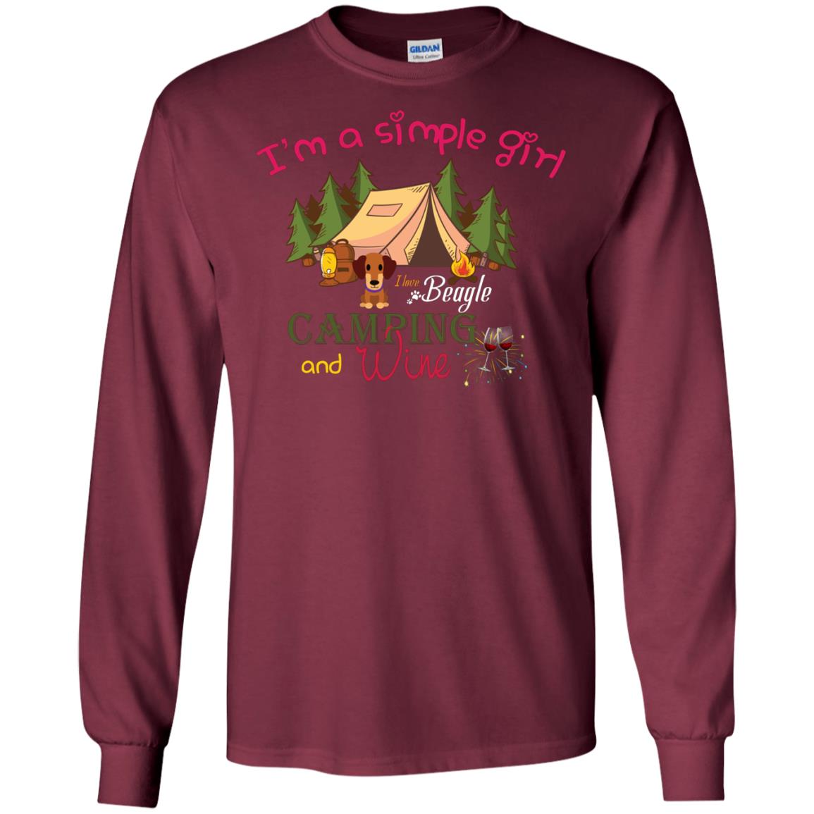 I’m A Simple Girl I Love Beagle Camping And Wine Shirt Maroon