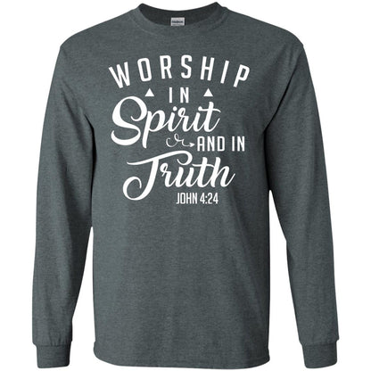 Christian T-shirt Worship In Spirit And In Truth Dark Heather