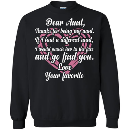 Dear Aunt Thank For Being My Aunt Family T-shirt Black