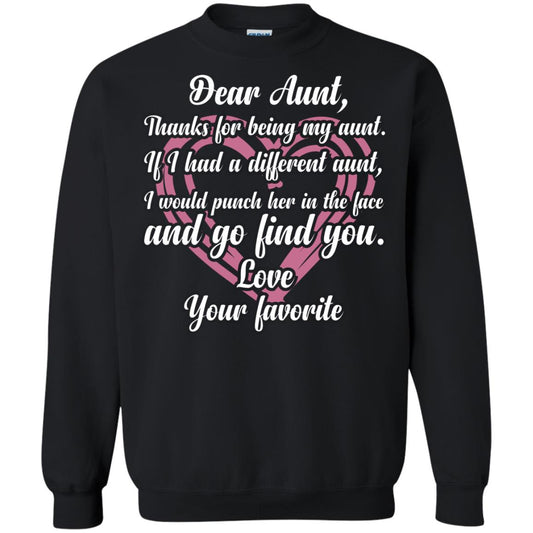 Dear Aunt Thank For Being My Aunt Family T-shirt Black