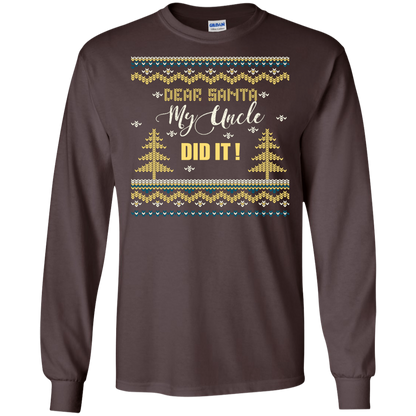 Christmas T-shirt Dear Santa My Uncle Did It Dark Chocolate