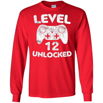 Level 12 Unlocked 12th Video Gamer Birthday Shirt Red