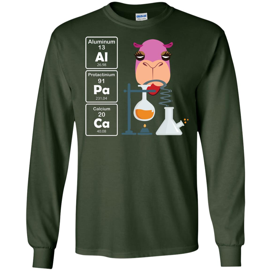 Al-pa-ca Funny Element Chemistry Alpaca Lover Shirt Forest Green