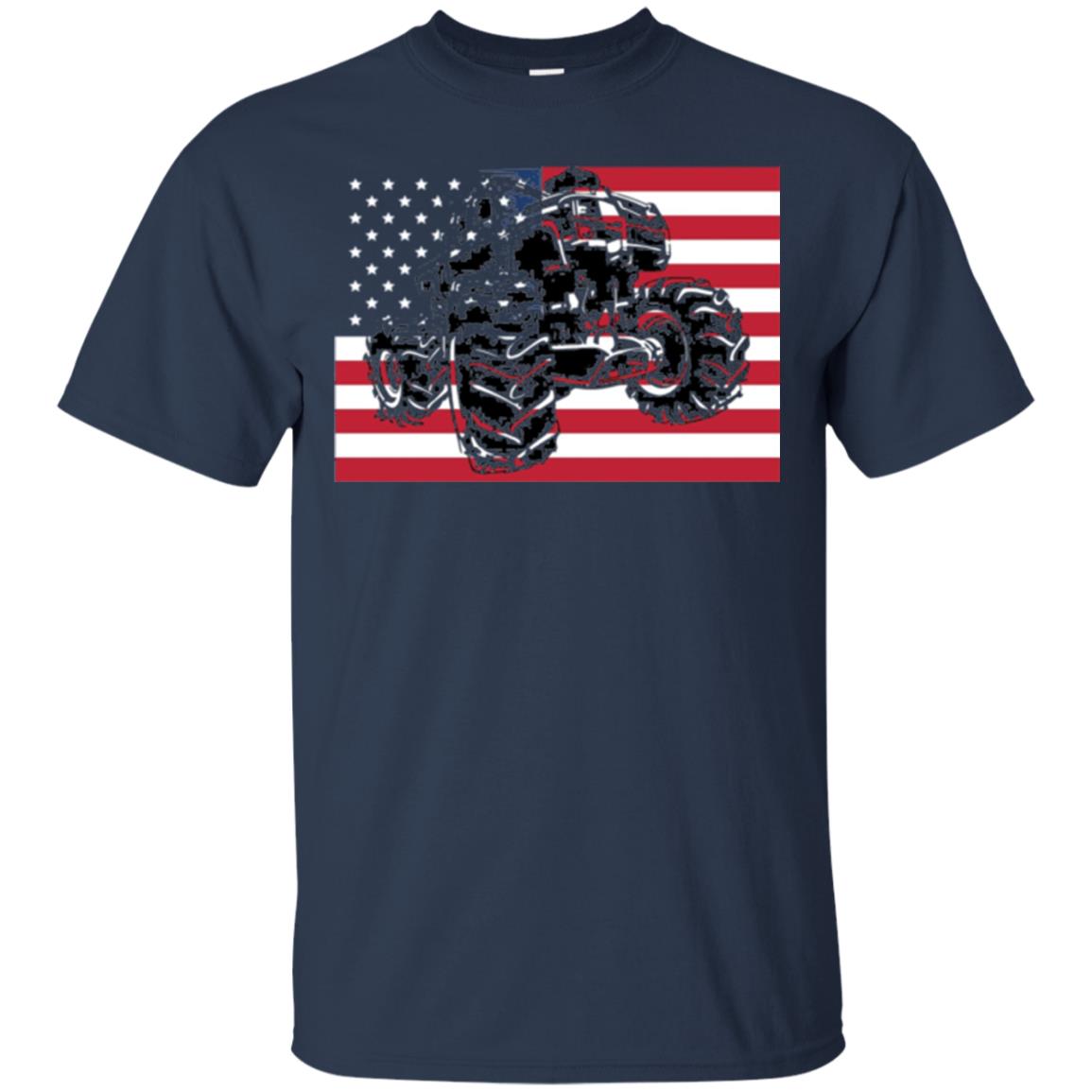Trucking Lover T-shirt Usa Flag Big Monster Truck Navy